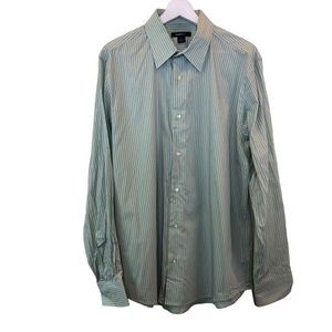 Express Modern Fit Striped Button Down Shirt Green